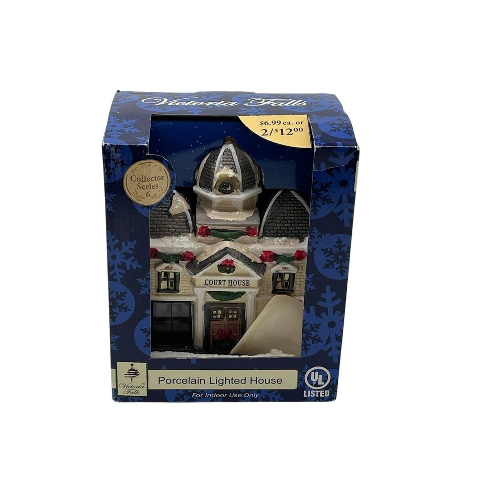 Victoria Falls Porcelain Lighted Court House Collector Ser 6 Christmas Village